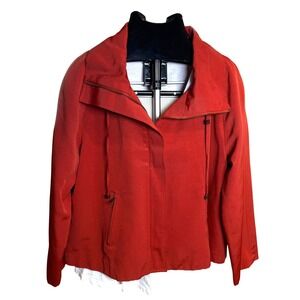Chicos Orange Red Textured Collared Zip Front Jacket Women's Size 2.5/3